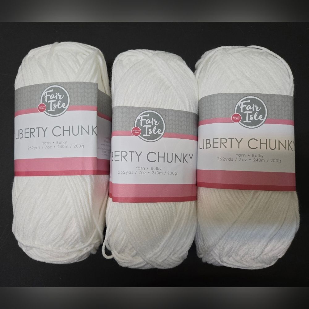 Fair Isle Liberty Chunky White Yarn, 262 Yds X3
